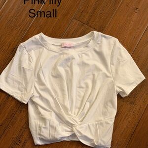 Pink Lily White Twist Front Tee